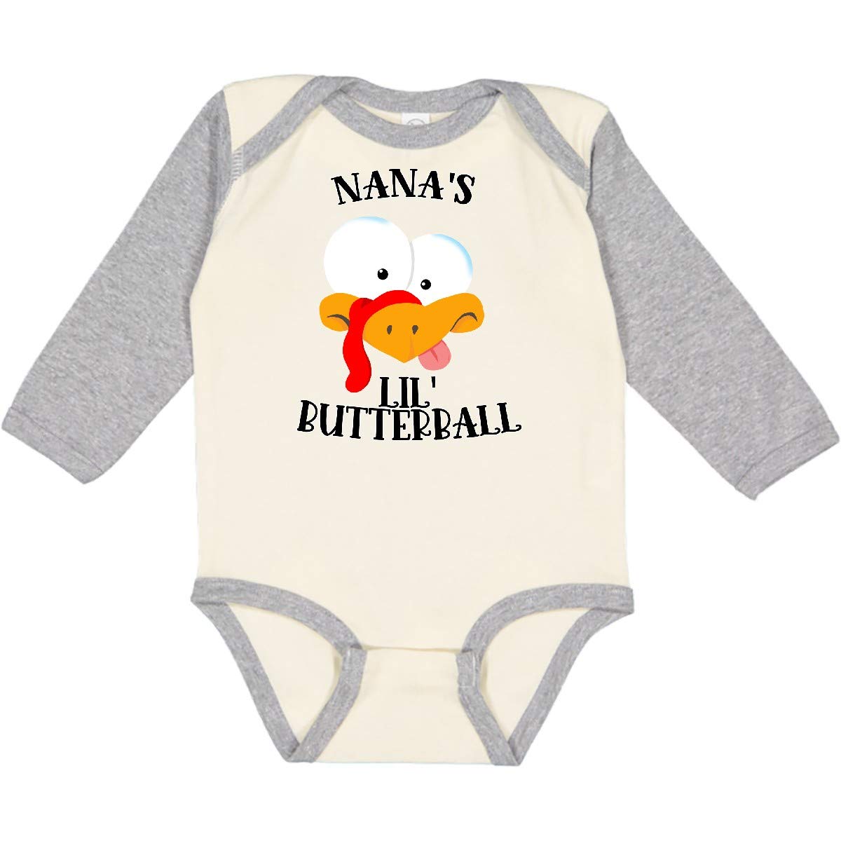 Inktastic Thanksgiving Nana's Lil' Butterball Cute Turkey Baby Long Sleeve Bodysuit - Perfect for Holiday Family Photos & Festive Outfits