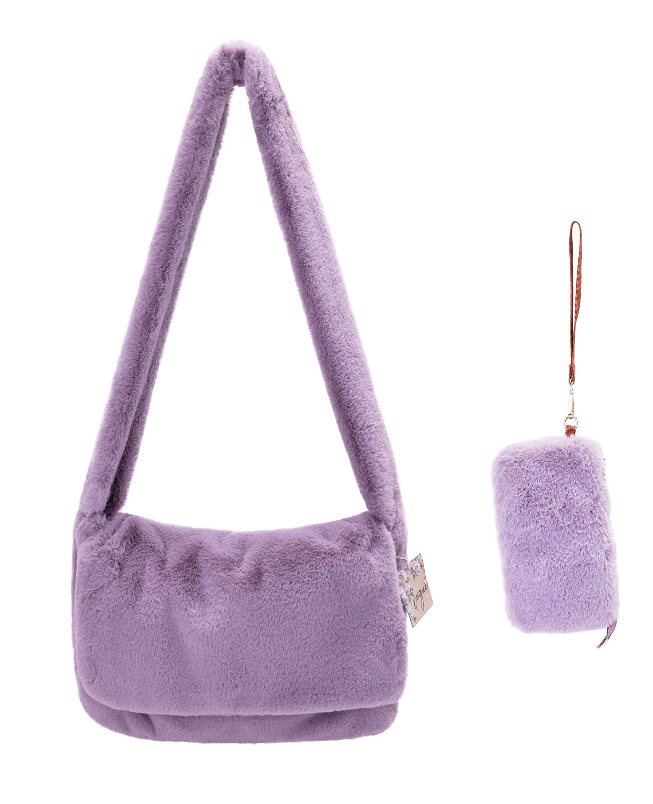 Stylish Faux Fur Plush Crossbody Messenger Bag for Women - Leopard Print Cheetah Y2K Chic Tote Purse, Perfect for Campus, School & Daily Use