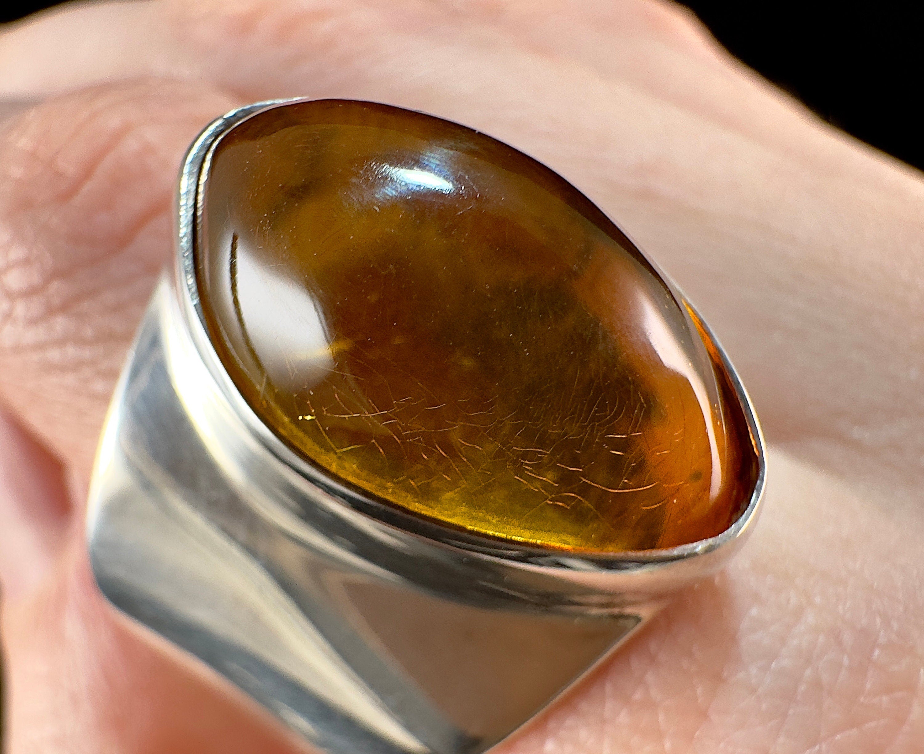AMBER Ring - Sterling Silver Size 10 Crystal Gemstone Jewelry for Women | Elegant Gift for Birthday, Anniversary & Special Occasions
