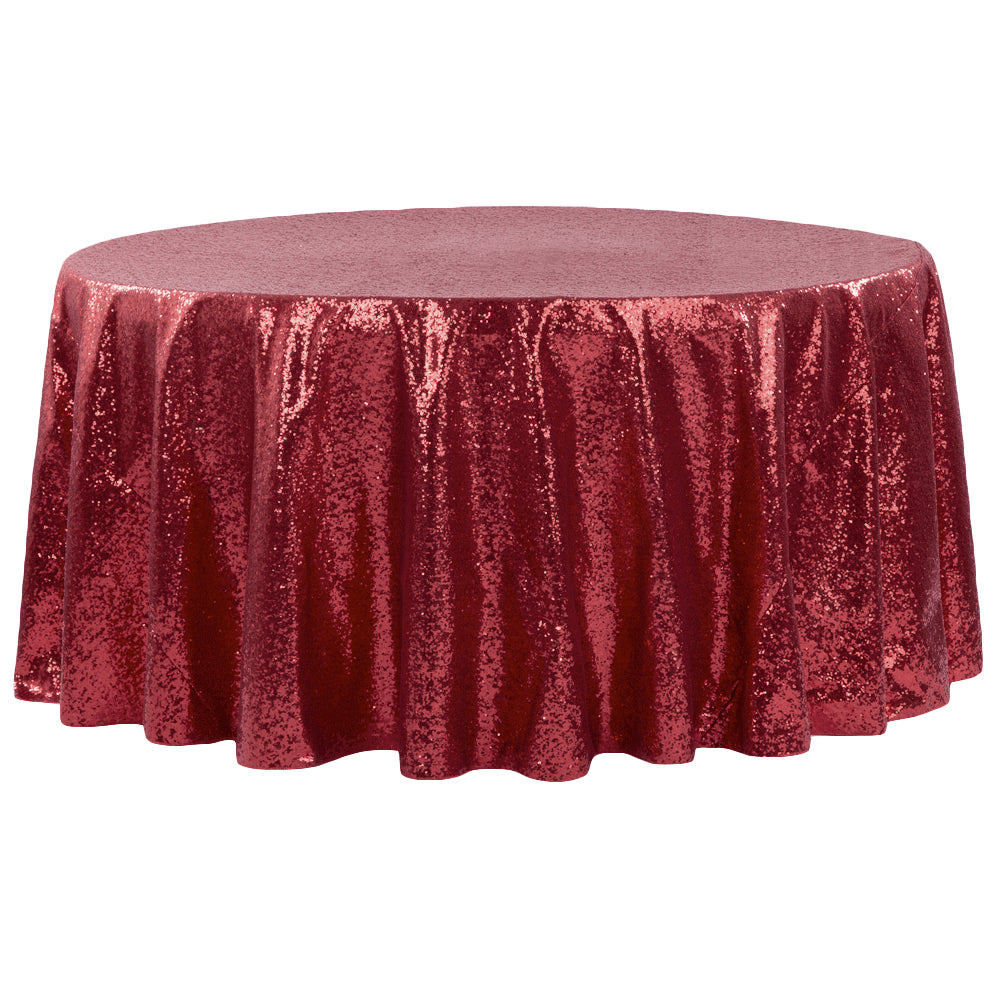 Glitz Sequins 120 Round Tablecloth Burgundy - Elegant Party Table Cover for Weddings, Banquets & Special Events