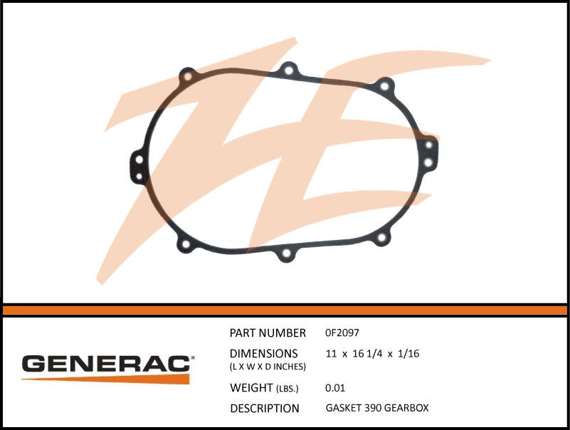 Generac 0F2097 Gasket 390 Gearbox Replacement Part - Compatible with Generac Generators - Durable Sealing Solution for Power Equipment Maintenance & Repair