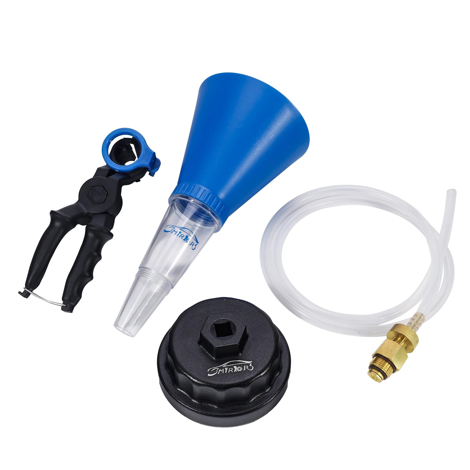 3 Mirrors Oil Filter Wrench & Drain Tool Set with Engine Funnel - Compatible with Toyota Lexus Scion Camry Tundra Highlander Sienna 2.0-5.7L Engines (64mm Cartridge Style Oil Filter) - Perfect for DIY Oil Changes & Auto Maintenance