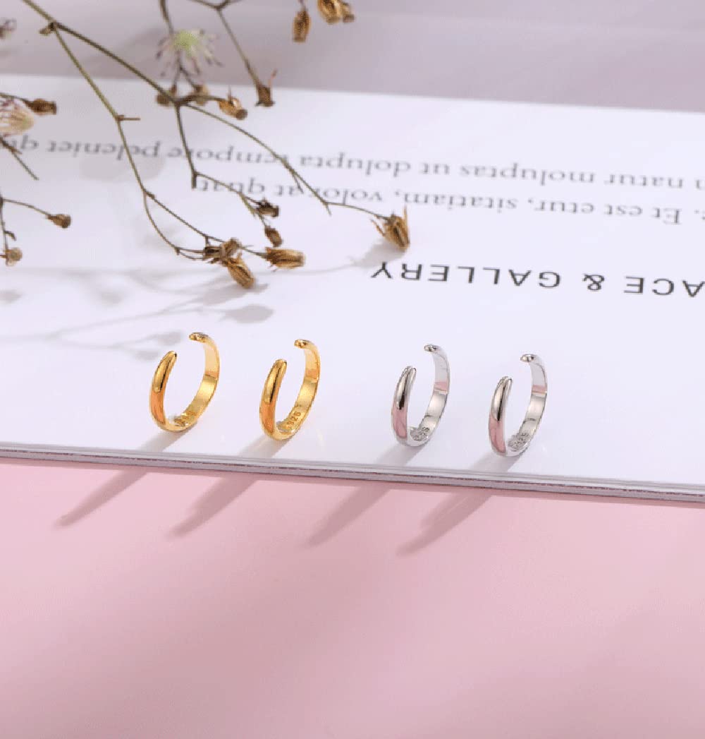 Minimalist 925 Sterling Silver Small Hoop Earrings for Women & Teens - Clip On Cuff, Cartilage Wrap, No Piercing, Hypoallergenic - Perfect for Everyday Wear, Parties & Gifts