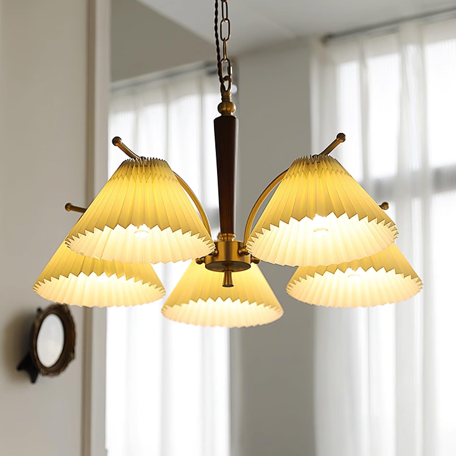 Elegant Suki Pleated Chandelier - Modern Crystal Ceiling Light Fixture for Dining Room, Bedroom & Living Room Decor