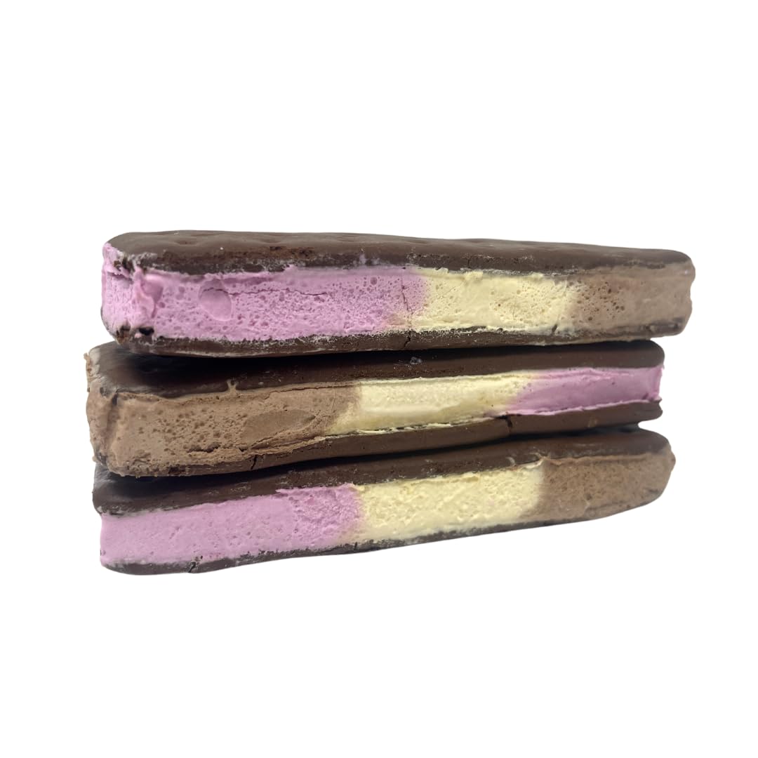 Freeze Dried Ice Cream Sandwich - Neapolitan Flavor (Strawberry, Chocolate, Vanilla) - 3 Pack - Perfect for Camping, Hiking & Emergency Food Storage