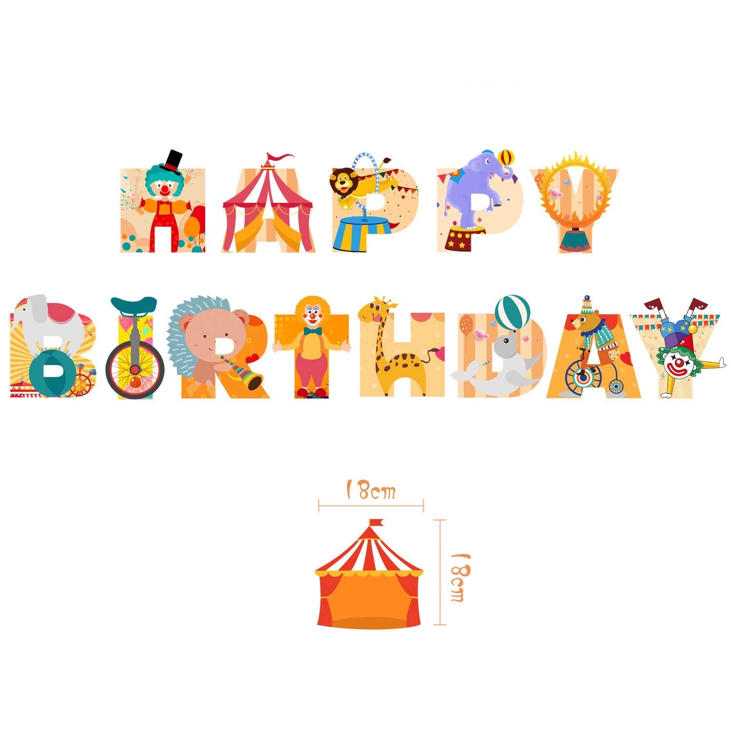 Circus Birthday Banner - Colorful Clown Party Decorations for Kids Birthday, Circus Theme Party Supplies | Perfect for Birthday Parties, Baby Showers & Carnival Events