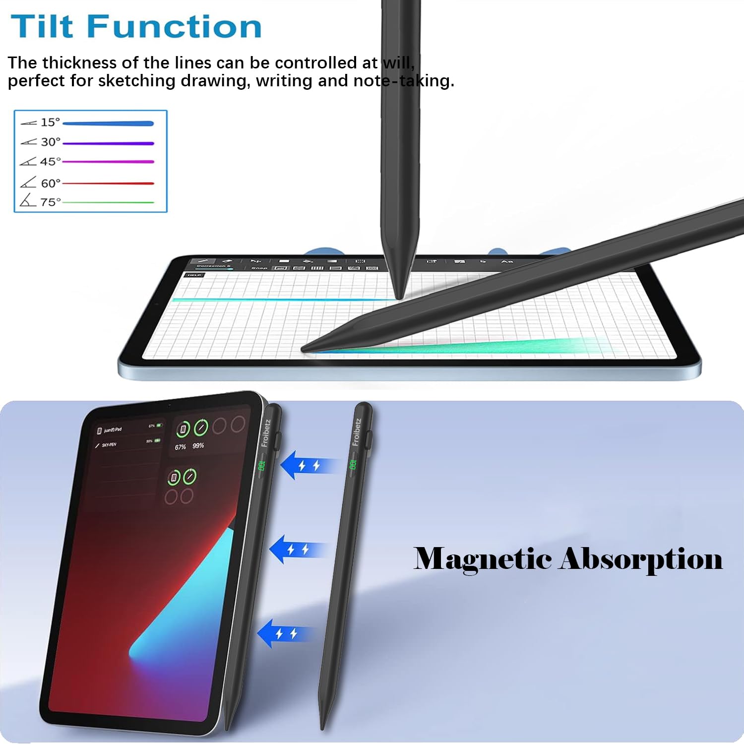 Premium Stylus Pen for iPad 2018-2024 - 2nd Gen Apple Pencil Alternative with Tilt Sensitivity & Palm Rejection - Magnetic iPad Pen Compatible with iPad Air 3/4/5, iPad Mini 5/6, iPad 6-10 Gen, iPad Pro 11/12.9