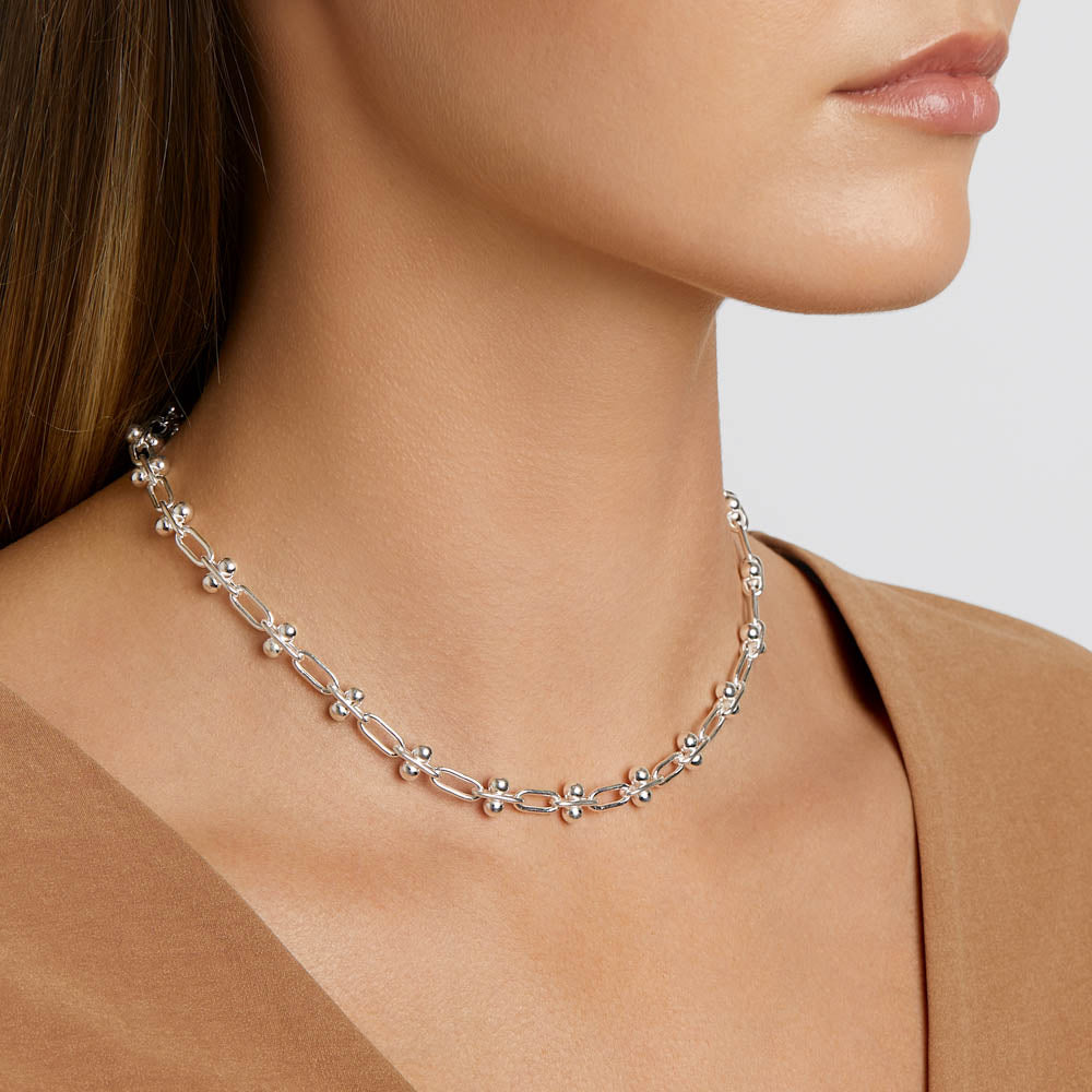 Silver Paperclip Chain Necklace - Trendy Minimalist Jewelry for Women - Perfect for Everyday Wear, Office & Date Night