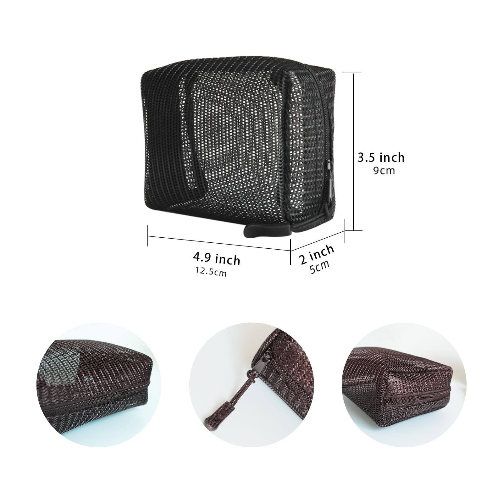 Patu 5-Piece Mini Zipper Mesh Bags for Makeup & Travel - 5