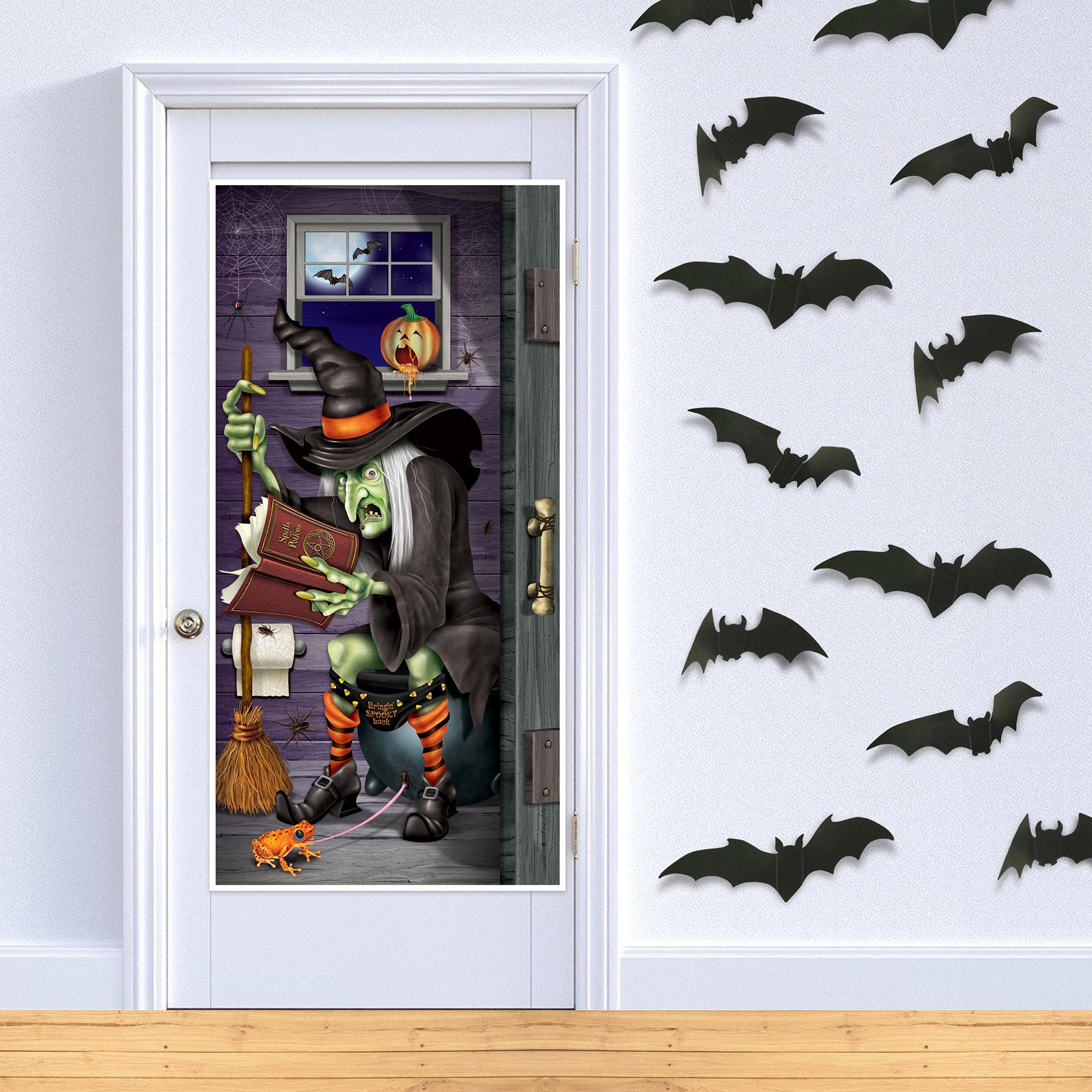12-Pack Beistle Halloween Witch Bathroom Door Cover - Spooky Decor for Halloween Parties & Haunted House Themes