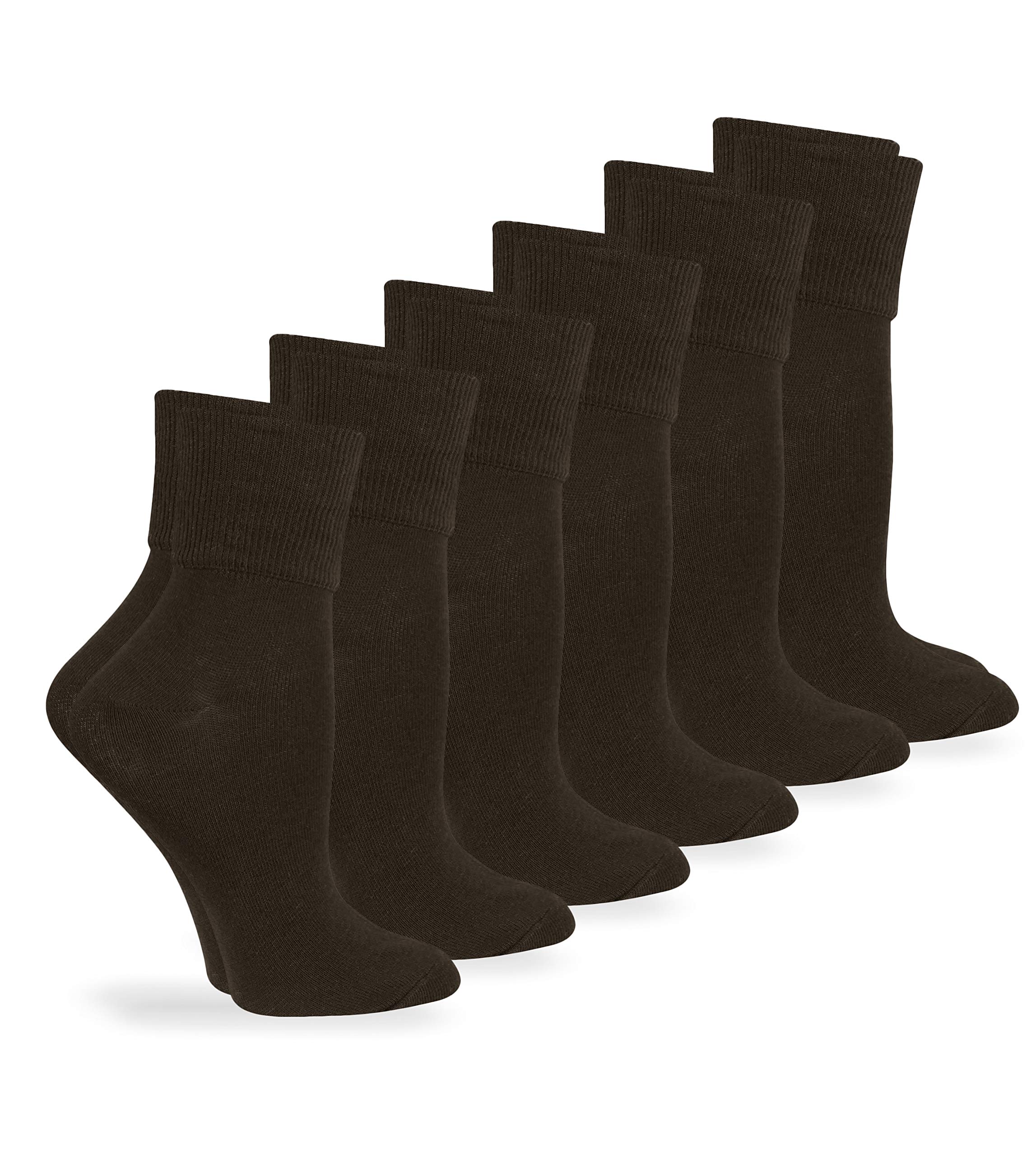 Jefferies Women's Seamless Turn Cuff Dress Socks - 6 Pair Pack for Work, Casual & Everyday Comfort - Perfect for Office, Travel & Daily Wear