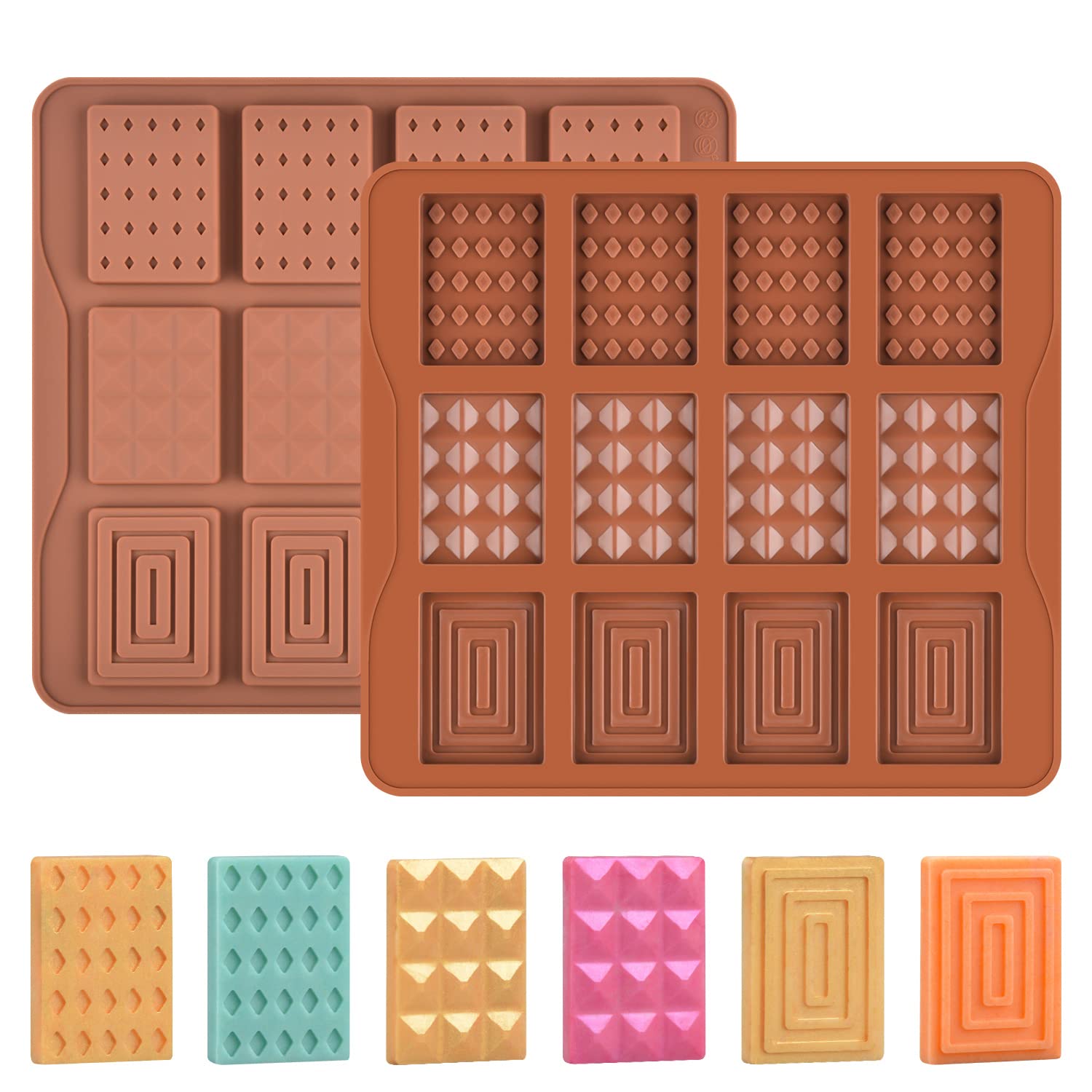 2 Pcs Silicone Break Apart Candy Molds - Mini Chocolate Bar & Wax Melts Molds Set - Perfect for DIY Candy Making, Chocolate Bars, Soap & Candle Crafts - Great for Home Baking, Party Favors & Gift Making