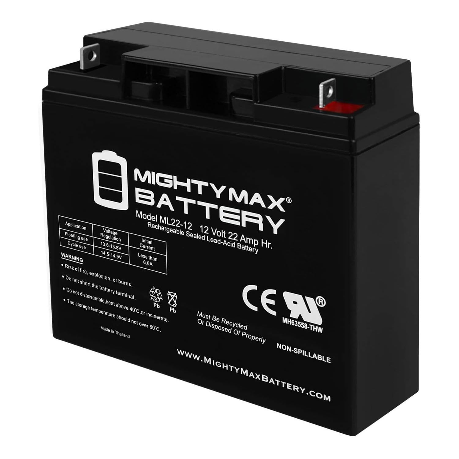 Mighty Max 12V 22Ah AGM SLA Battery for Briggs & Stratton, Honda Generators - Reliable Power Source for Home Backup, RV, and Outdoor Power Equipment