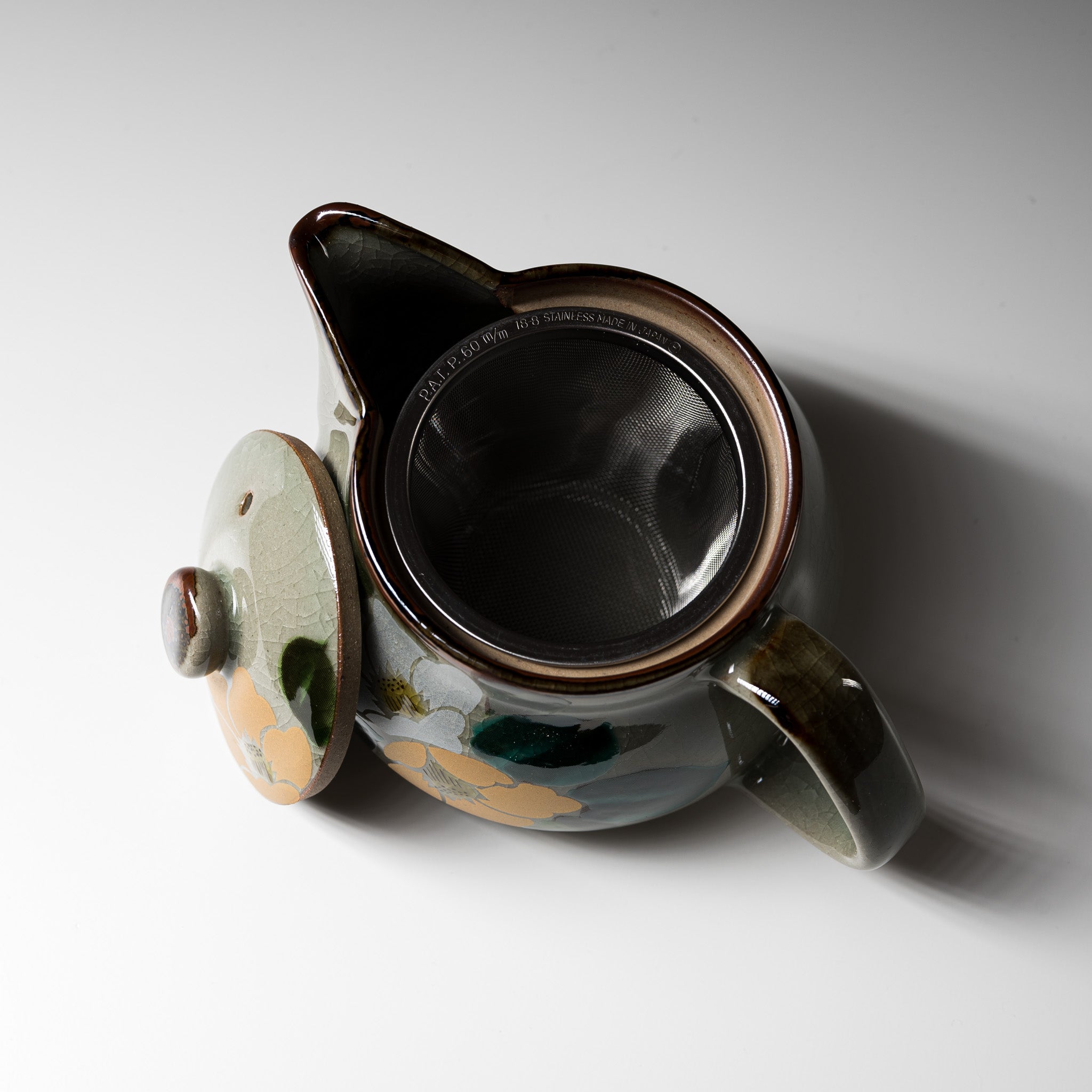 Premium Kutani Ware Single Tea Pot with Gold Camellia Design - Authentic Japanese Ceramic Teapot for Green Tea, Matcha & Herbal Brewing - Perfect for Home, Office & Tea Ceremonies