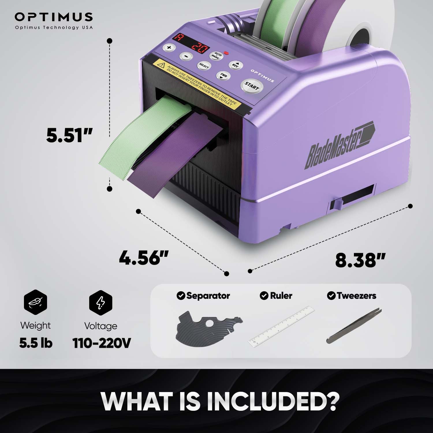 BladeMaster PRO Automatic Ribbon Cutting Machine - Smart Commercial Grade Auto Tape Dispenser & Cutter (2024 Upgraded) - Perfect for Gift Wrapping, Packaging, and Crafting - USA Made (Purple)