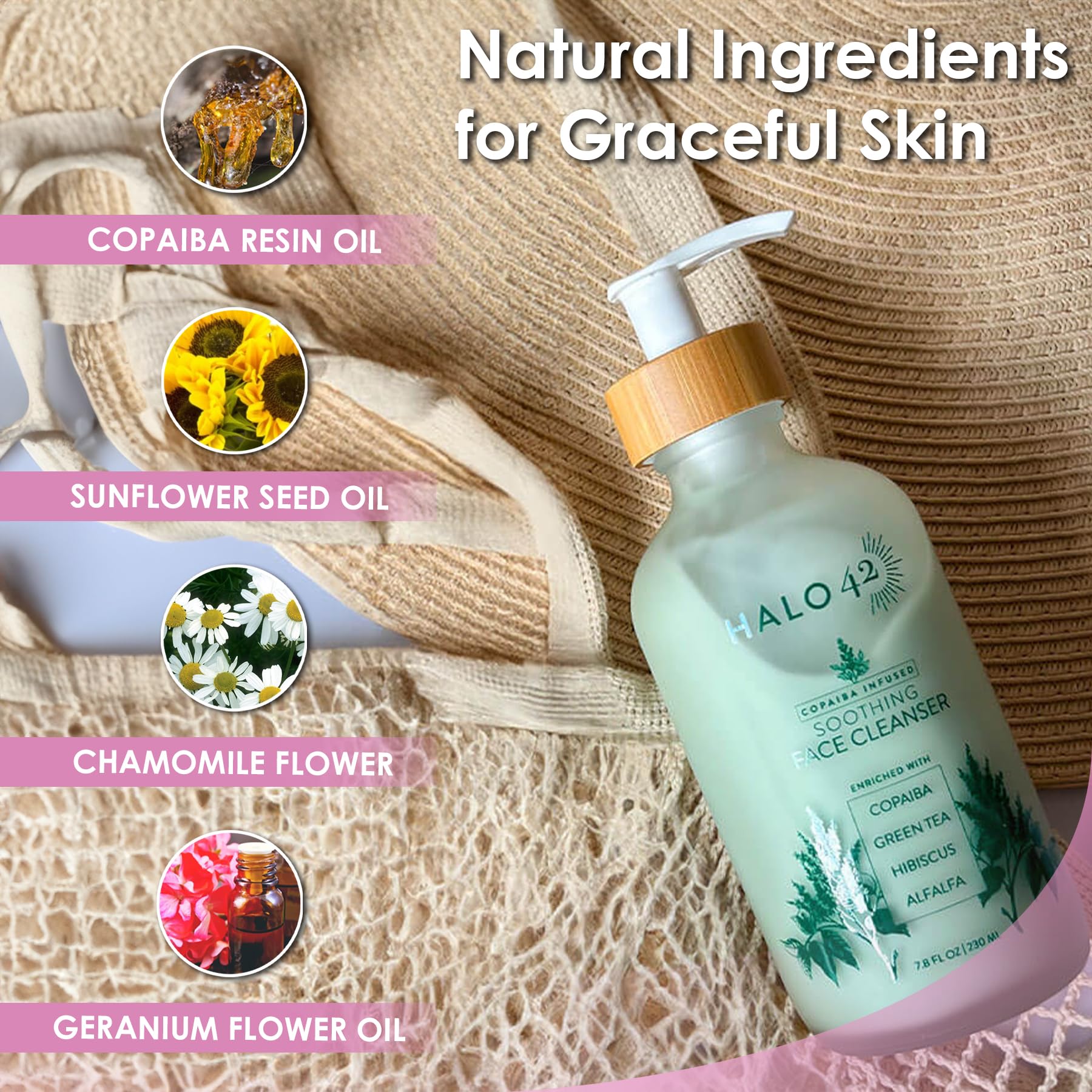 Soothing Hydrating Face Cleanser for Sensitive Skin | Natural Organic Gentle Facial Wash | Paraben-Free Deep Cleansing Cream | All Skin Types | 4.2 fl oz | Perfect for Daily Skincare Routine & Travel