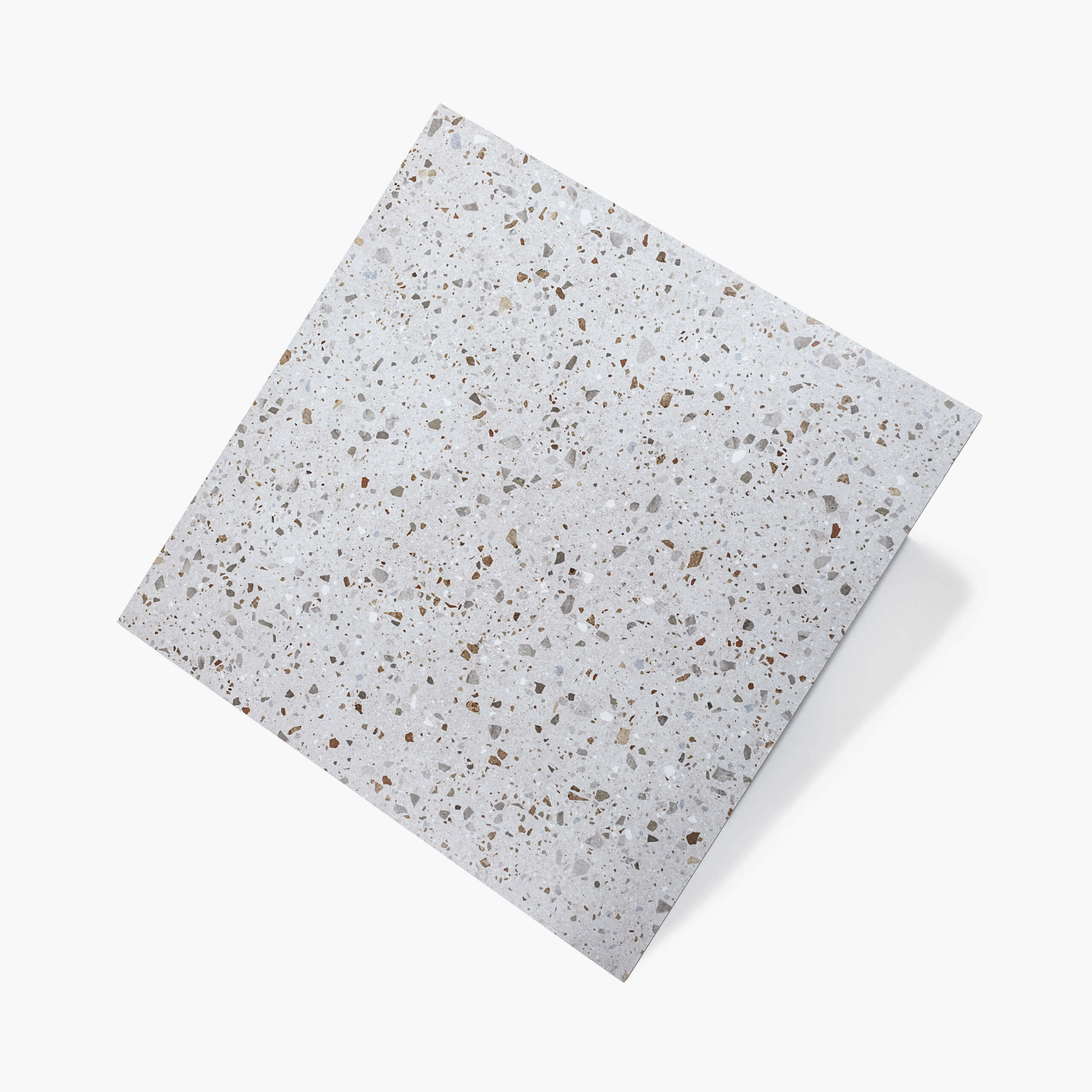 600x600mm Satin Grey Terrazzo Tile Sample - Durable & Stylish Flooring for Kitchens, Bathrooms & Commercial Spaces