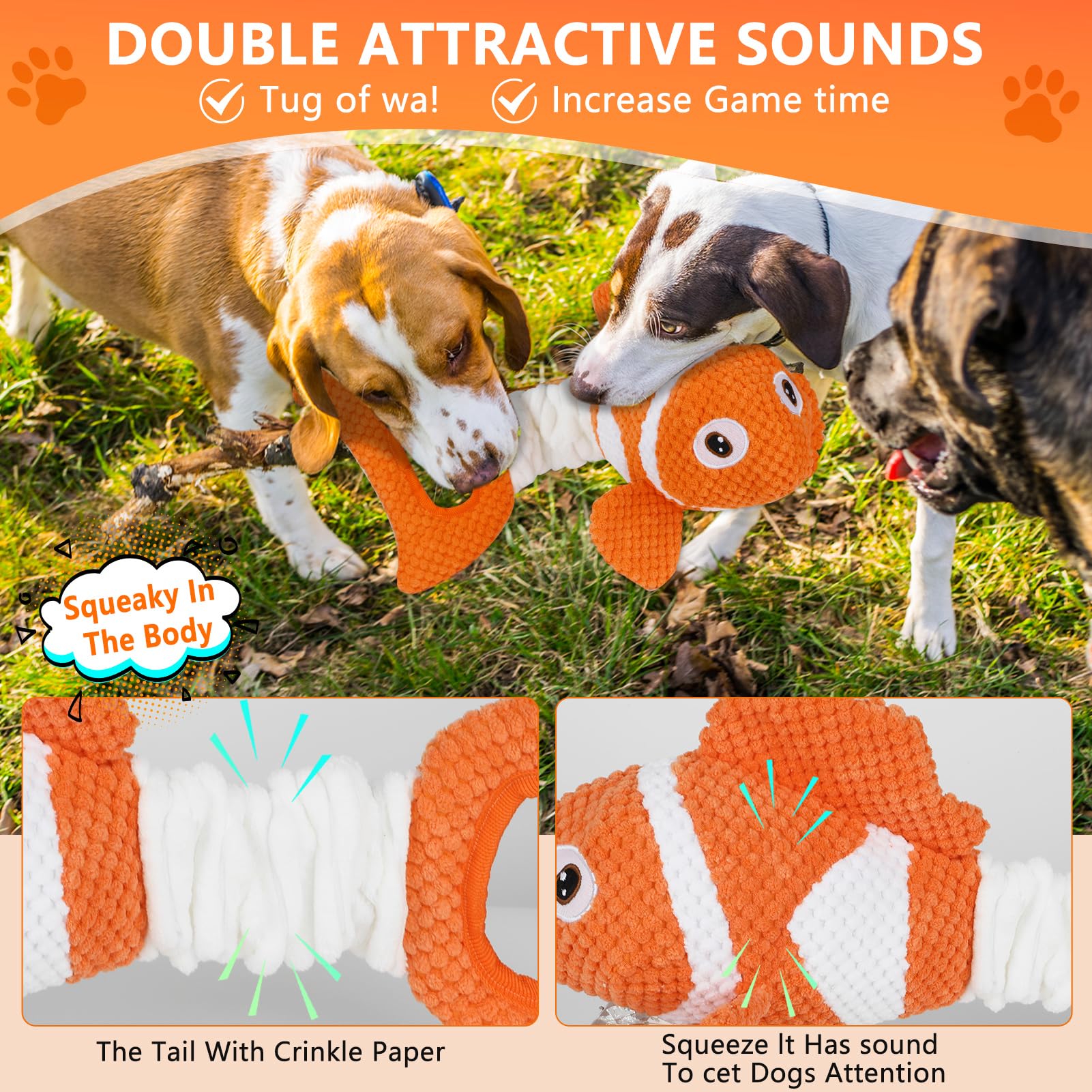 Durable Squeaky Dog Toys for Small, Medium & Large Dogs - Interactive Tug of War Puppy Toys with Soft Fabric for Indoor & Outdoor Play | Perfect for Training, Fetch Games & Bonding with Your Pet