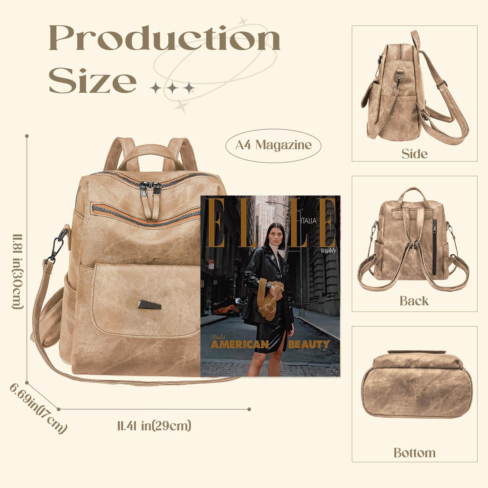 Women's Leather Backpack Purse - Small Waterproof Anti-Theft Shoulder Bag Handbag for Ladies | Perfect for Travel, Work & Daily Commute