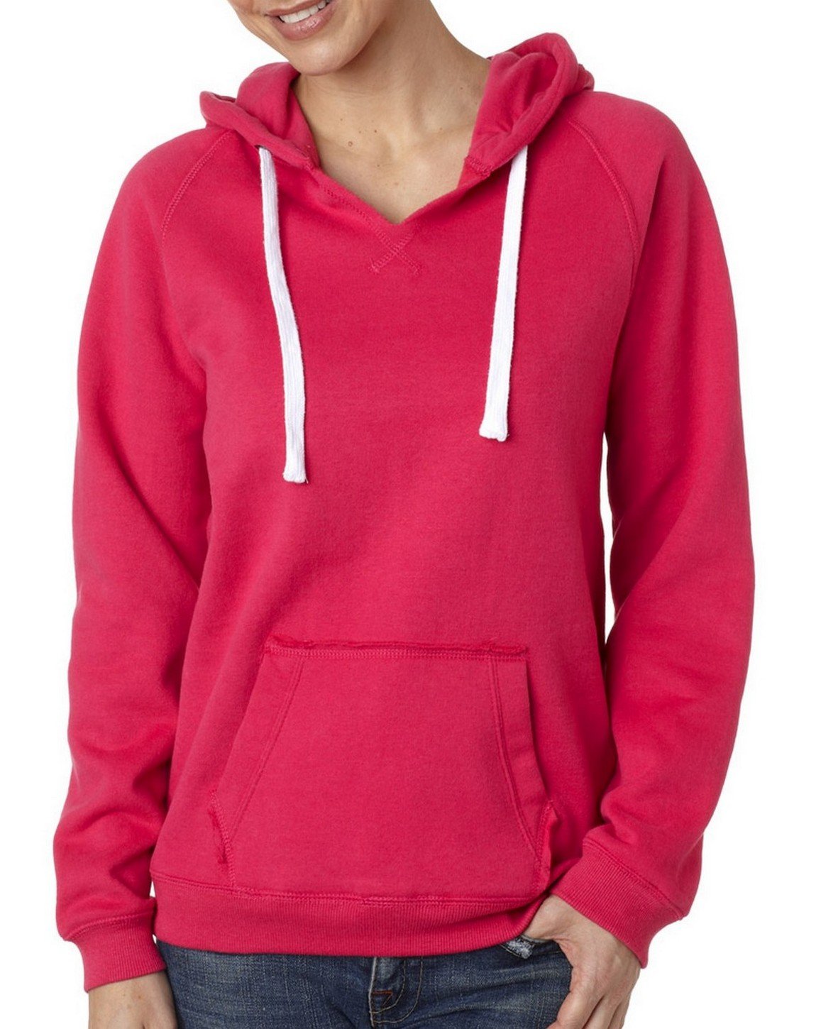 J. America J8836 JA Ladies V Neck Hooded Sweatshirt - Cozy Pullover for Women | Casual Wear, Workout, Lounge & Outdoor Activities