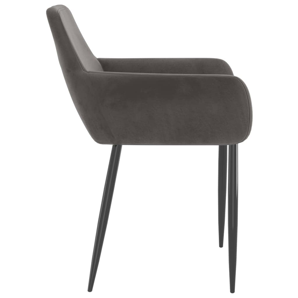 vidaXL Set of 4 Modern Dining Chairs - Dark Gray Velvet Upholstered with Metal Legs - Comfortable Seating for Dining Room, Kitchen, or Breakfast Nook - Perfect for Home, Restaurant, and Office Use