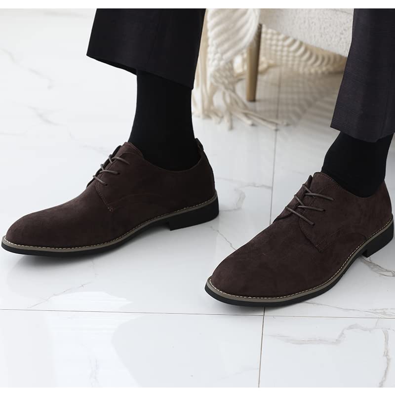 Men's Suede Brogue Oxford Dress Shoes - Classic Formal & Casual Lace-Up Derbys for Work, Weddings & Business Events