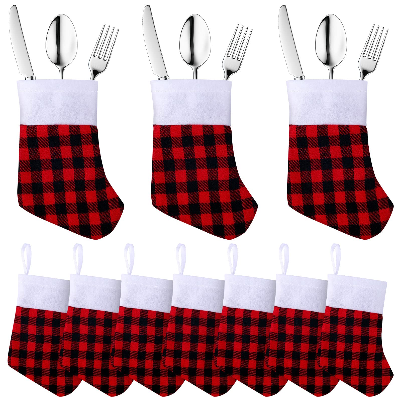 30-Piece Christmas Dinner Table Decor Set - Silverware Holders, Mini Stocking Utensil Bags, Knife Fork Spoon Storage for Holiday Parties & Festive Gatherings (Classic Style) - Perfect for Christmas Dining, Family Reunions & Winter Celebrations