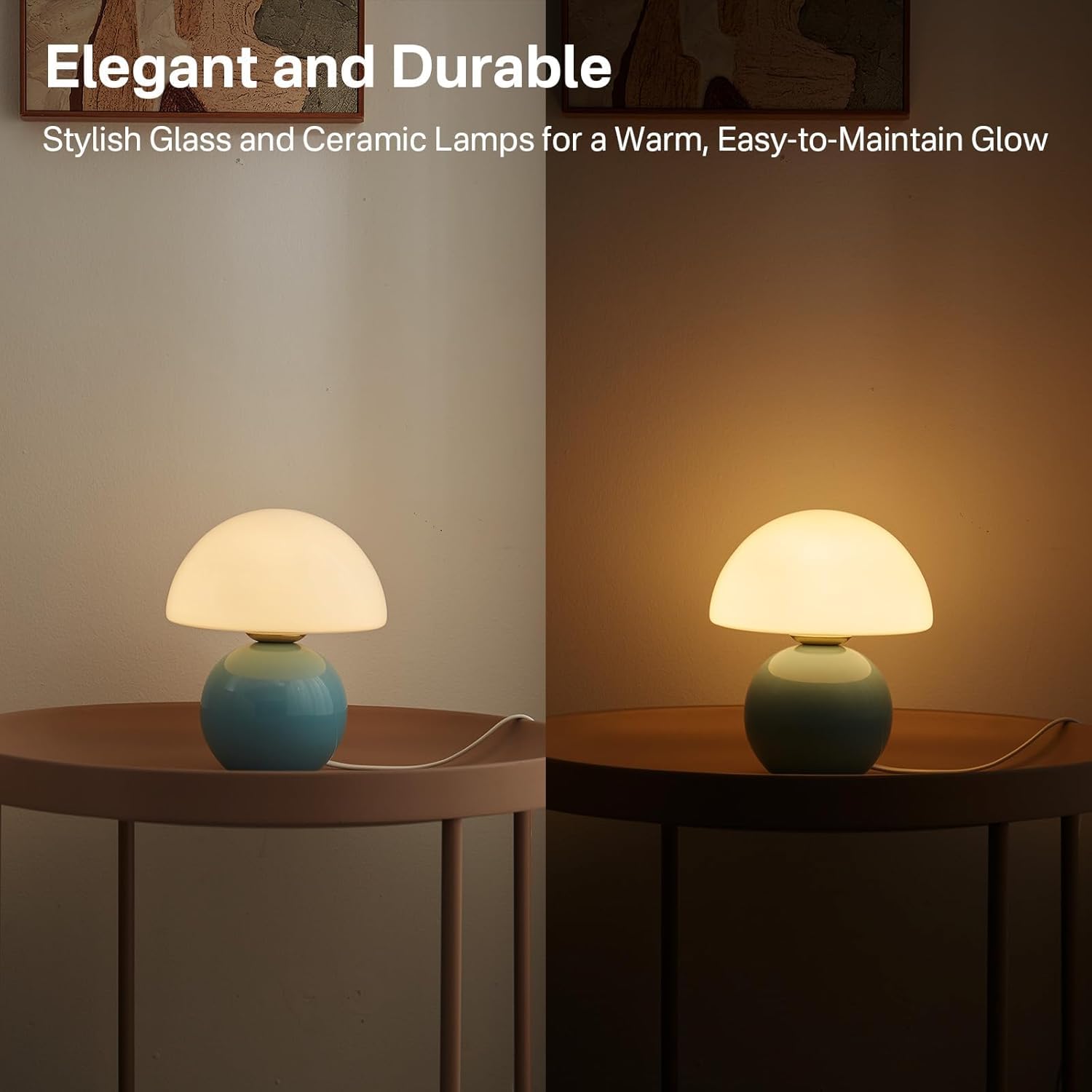 **Mushroom Lamp - Small Dimmable Table Lamp for Bedroom & Nightstand, Cute Modern Mini Lamp, Aesthetic Home Decor for Living Room, Unique Gift for Girls & Women (Blue) - Perfect for Cozy Nights & Room Ambiance**