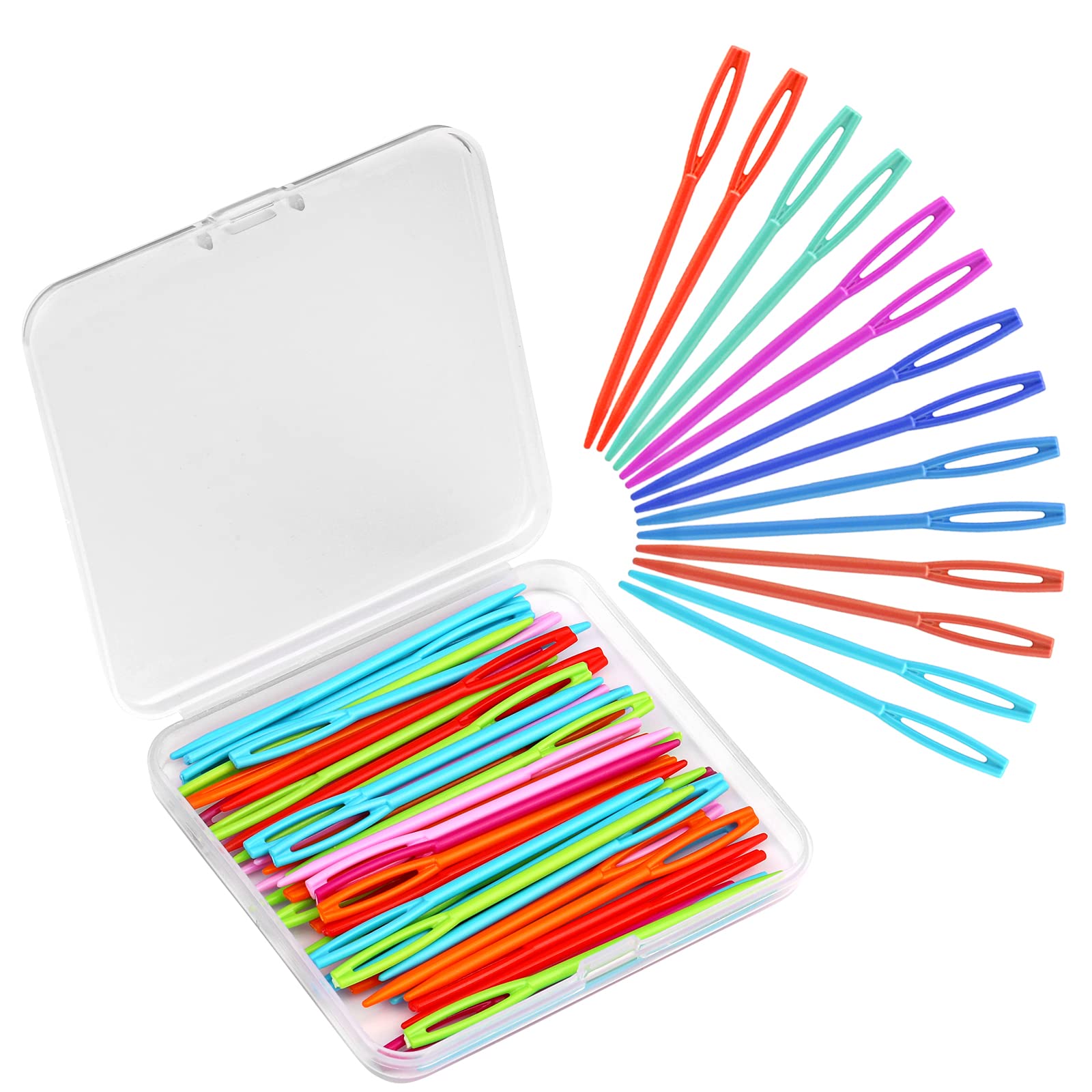50PCS Large Eye Plastic Yarn Needles for Sewing & Crafting - 7cm/2.76inch DIY Needles with Storage Box - Perfect for Knitting, Crochet, Embroidery and Handmade Projects