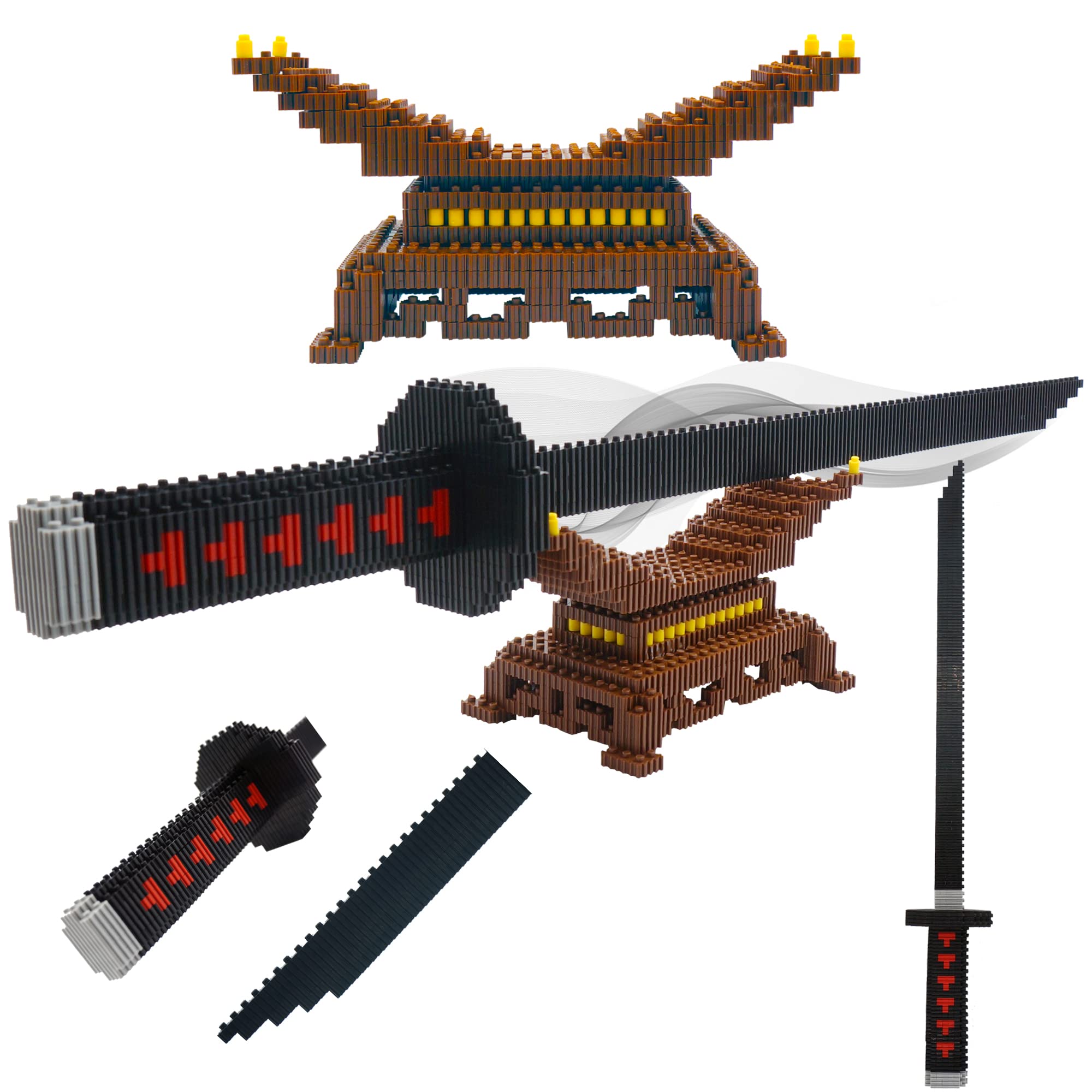 Demon Slayer Anime Tanjiro Samurai Sword Building Kit - 19in Cosplay Katana with Display Stand - DIY Model Toy Gift for Kids & Adults - Perfect for Anime Fans, Collectors and Cosplay Events