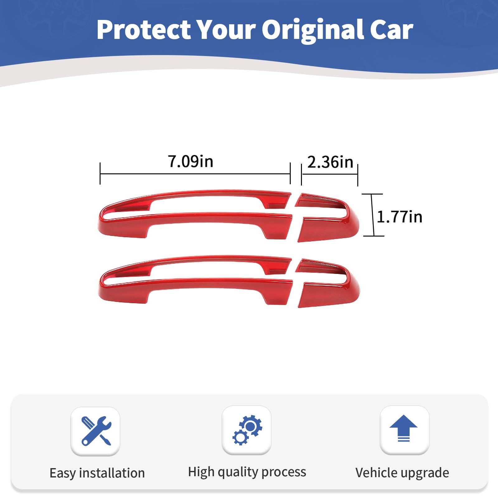 Red RT-TCZ Door Handle Inserts Trim Cover for Chevy Camaro 2017-2024 | Exterior Car Accessories | Enhance Style & Protection for Daily Driving & Car Shows
