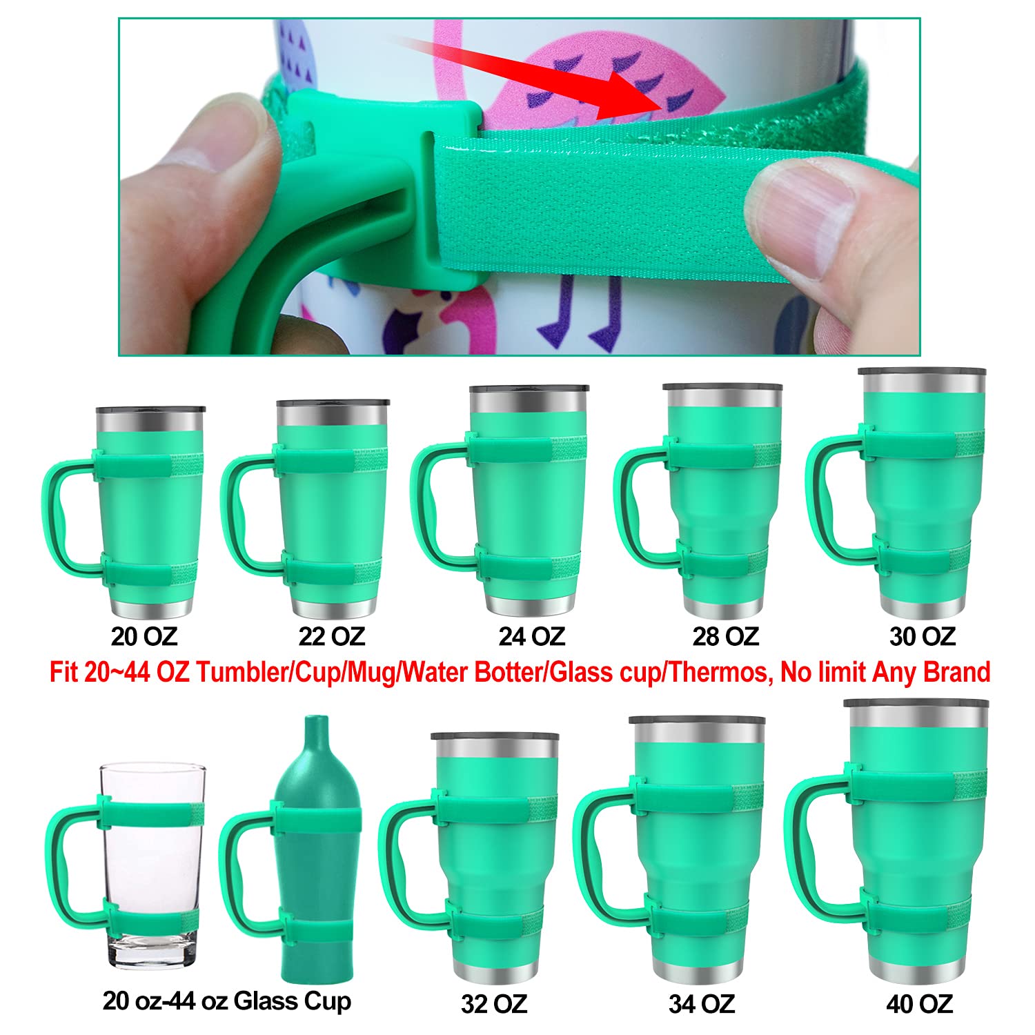 20oz 30oz 40oz Insulated Tumbler with Adjustable Handle - Universal Fit for YETI, RTIC, Ozark Trail, Rambler & More - Perfect for Travel, Camping, Office & Outdoor Activities