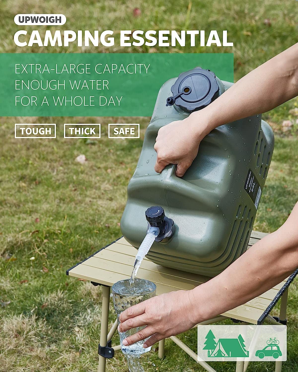 UPWOIGH 8.2 Gallon (31L) Portable Water Container - BPA Free, Leak-Proof Camping Water Jug for Outdoor Adventures, Emergency Water Storage | Perfect for Camping, Hiking, RV Trips & Disaster Preparedness