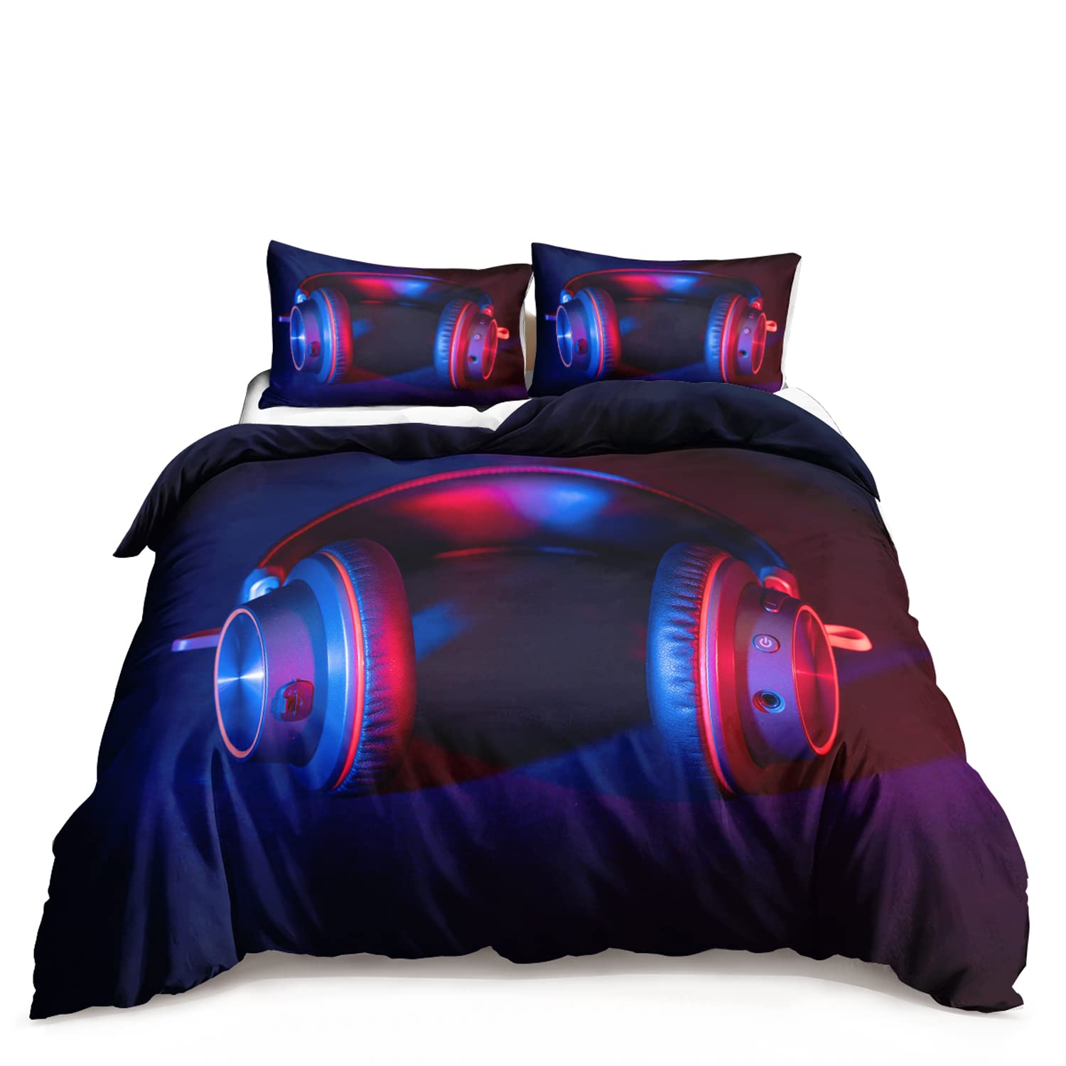 HOSIMA Kids Bluetooth Headphones Bedding Set - Music Themed Duvet Cover with Comfortable Headphone Design for School, Teens & Gaming - Perfect for Bedrooms, Dorms & Gift Giving