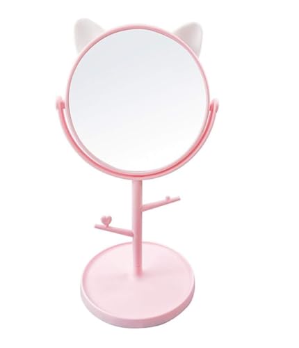 Portable Cat Ear Makeup Mirror - HD Vanity Mirror with LED Lights for Bathroom, Bedroom & Travel | Cute Kawaii Cosmetic Mirror for Girls & Women