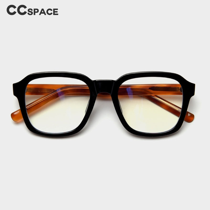 CCspace Women's Full Rim Square TR90 Titanium Frame Acetate Temple Eyeglasses 49354 - Lightweight & Durable for Work, Reading, and Fashion Accessories