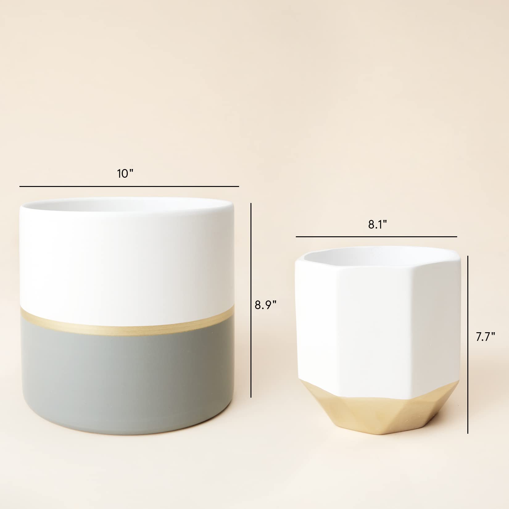 LA JOLIE MUSE Large White Ceramic Plant Pots - 10