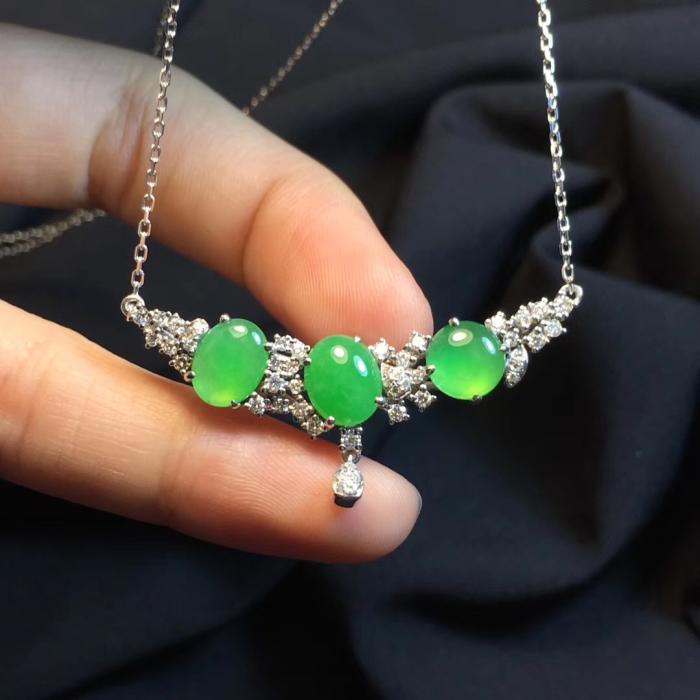 Natural Jade Necklace for Women - Elegant Jadeite Pendant with Sterling Silver Chain - Perfect for Gifts, Weddings & Special Occasions