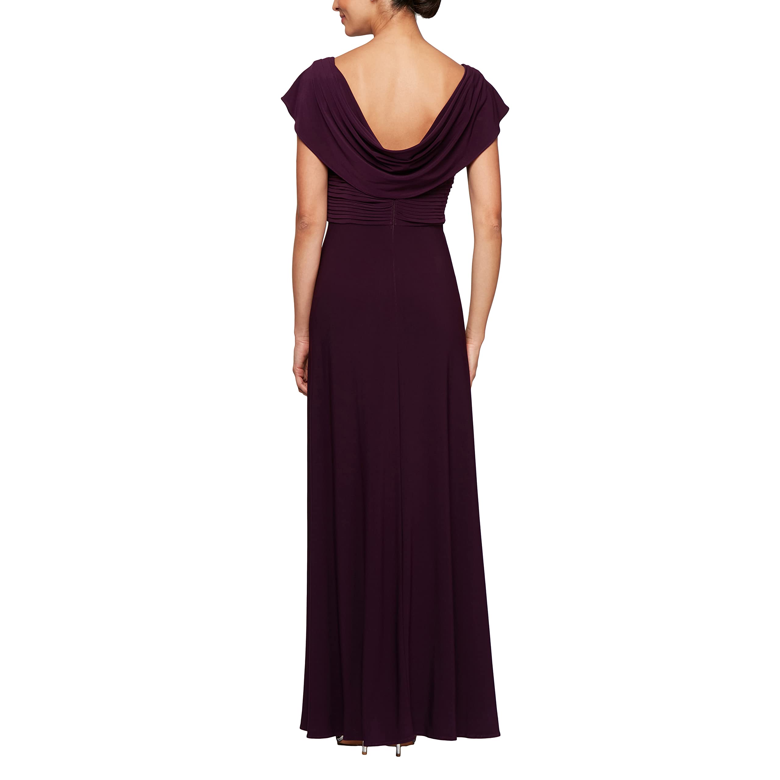 Alex Evenings Women's Long Cowl Neck Formal Gown - Mother of the Bride Dress, Wedding Guest Dress, Evening Party Dress - Available in Petite & Regular Sizes - Perfect for Weddings, Galas & Special Occasions