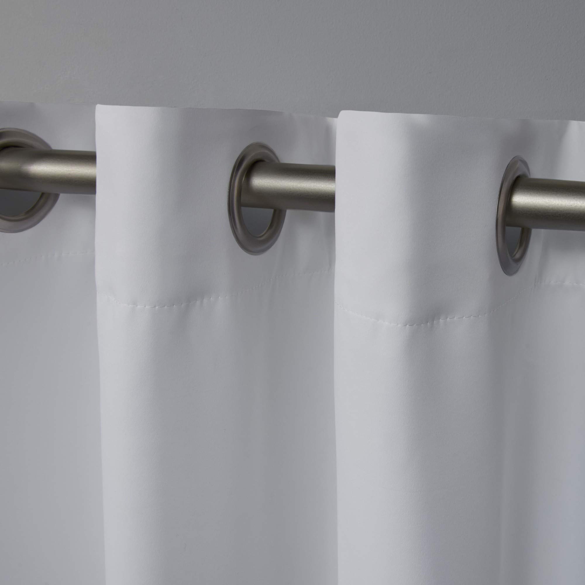 Exclusive Blackout Grommet Top Curtain Panel Pair - 52x84 Inches, White - Perfect for Bedrooms & Home Theater Light Blocking