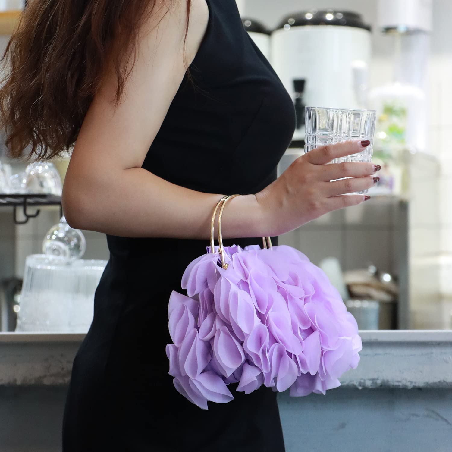 Women's Floral Clutch Purse - Satin Evening Bag for Party & Prom