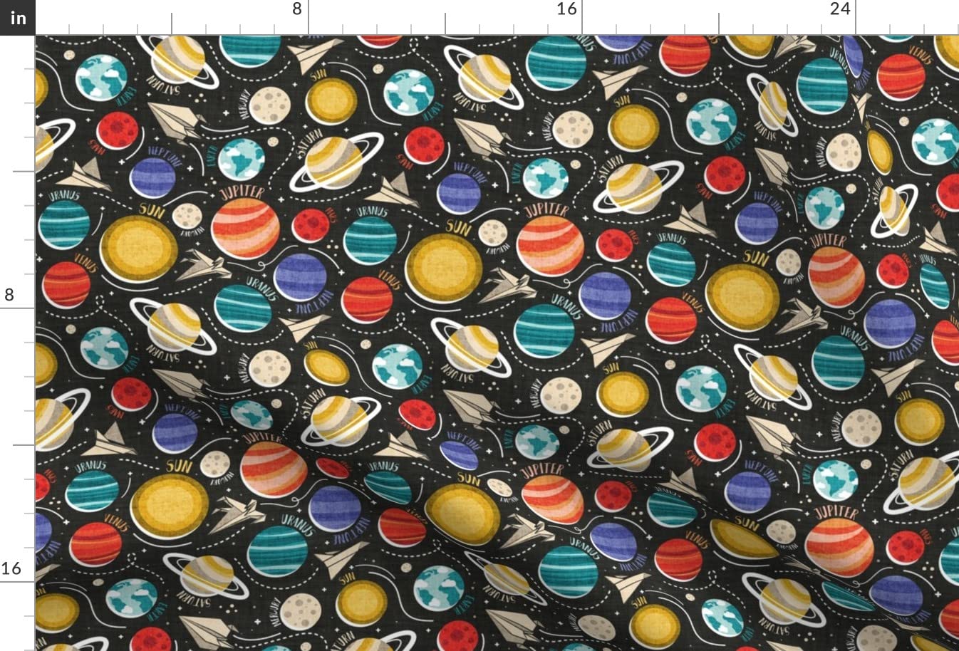 Space Adventure Solar System Planets Printed Minky Fabric - Fat Quarter for Sewing Baby Blankets, Quilt Backing & Plush Toys | Astronomy Themed Soft Fabric for DIY Projects & Nursery Decor