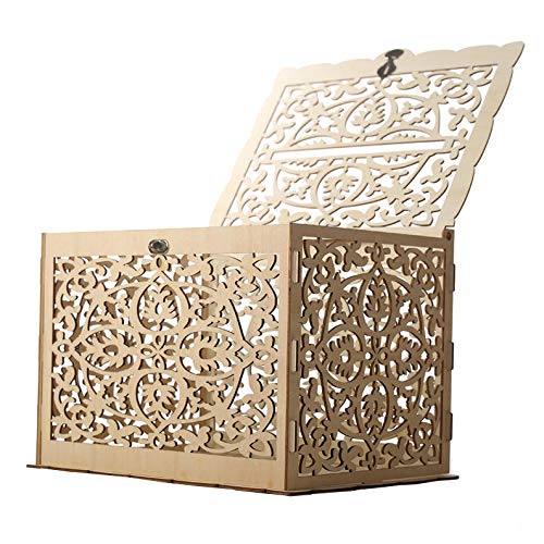 FixtureDisplays® Rustic Wood Wedding Card Box - DIY Gift Card Holder for Wedding Reception, Bridal Shower & Anniversary - Perfect for Wedding Banquets, Home Decor & Special Events