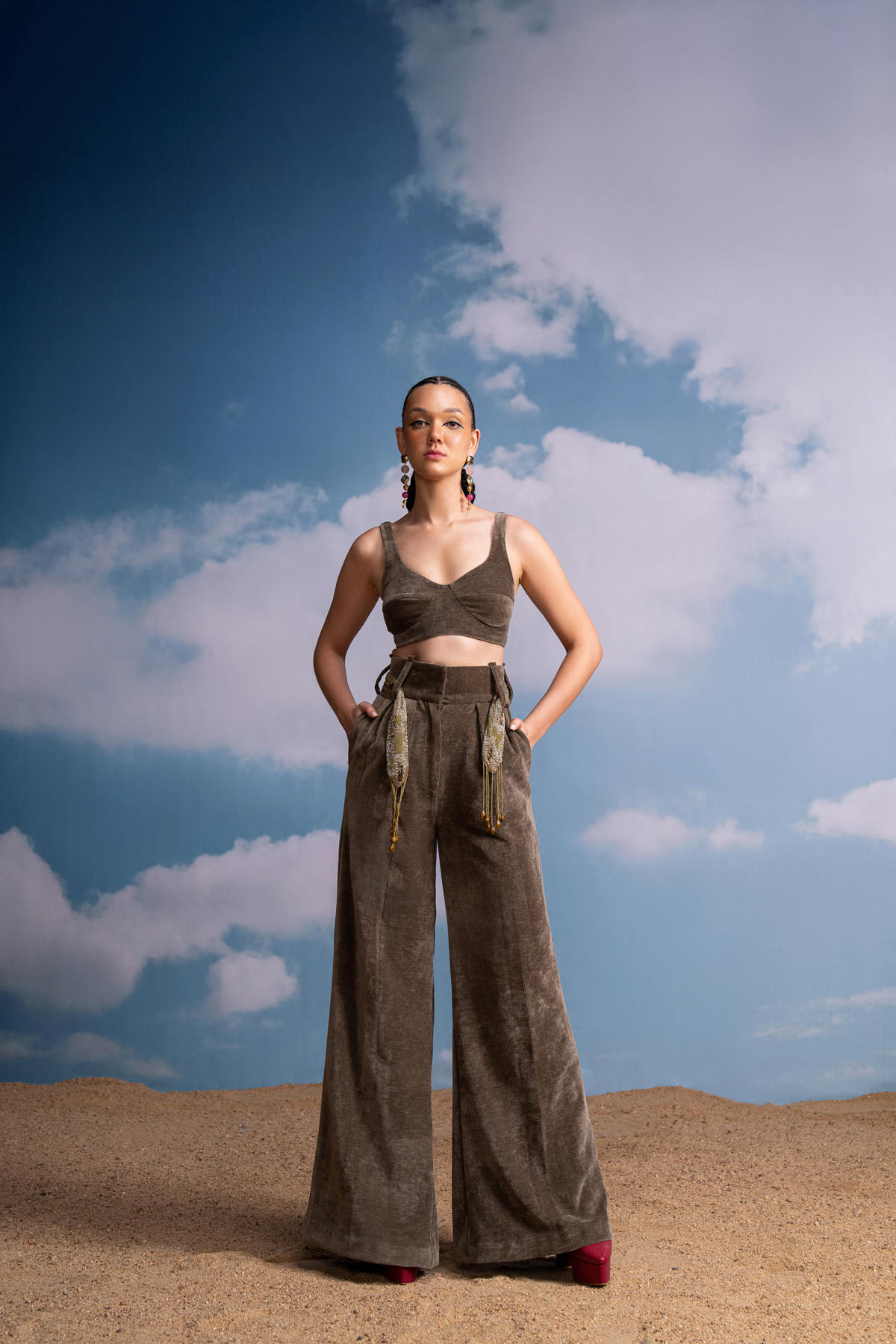 Stylish Olive Corduroy Bustier Top for Women - Vintage Fashion Corset for Casual Outfits & Layering