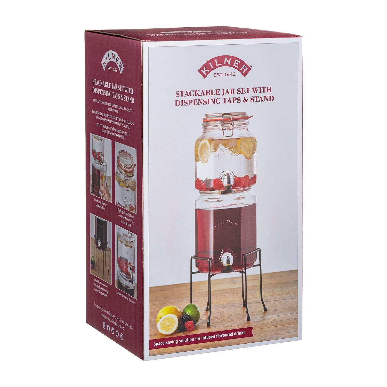 Kilner 25.004 5.2L Clear Stackable Jar Set with Taps & Stand - Perfect for Home Brewing, Kombucha Making, and Fermented Food Storage