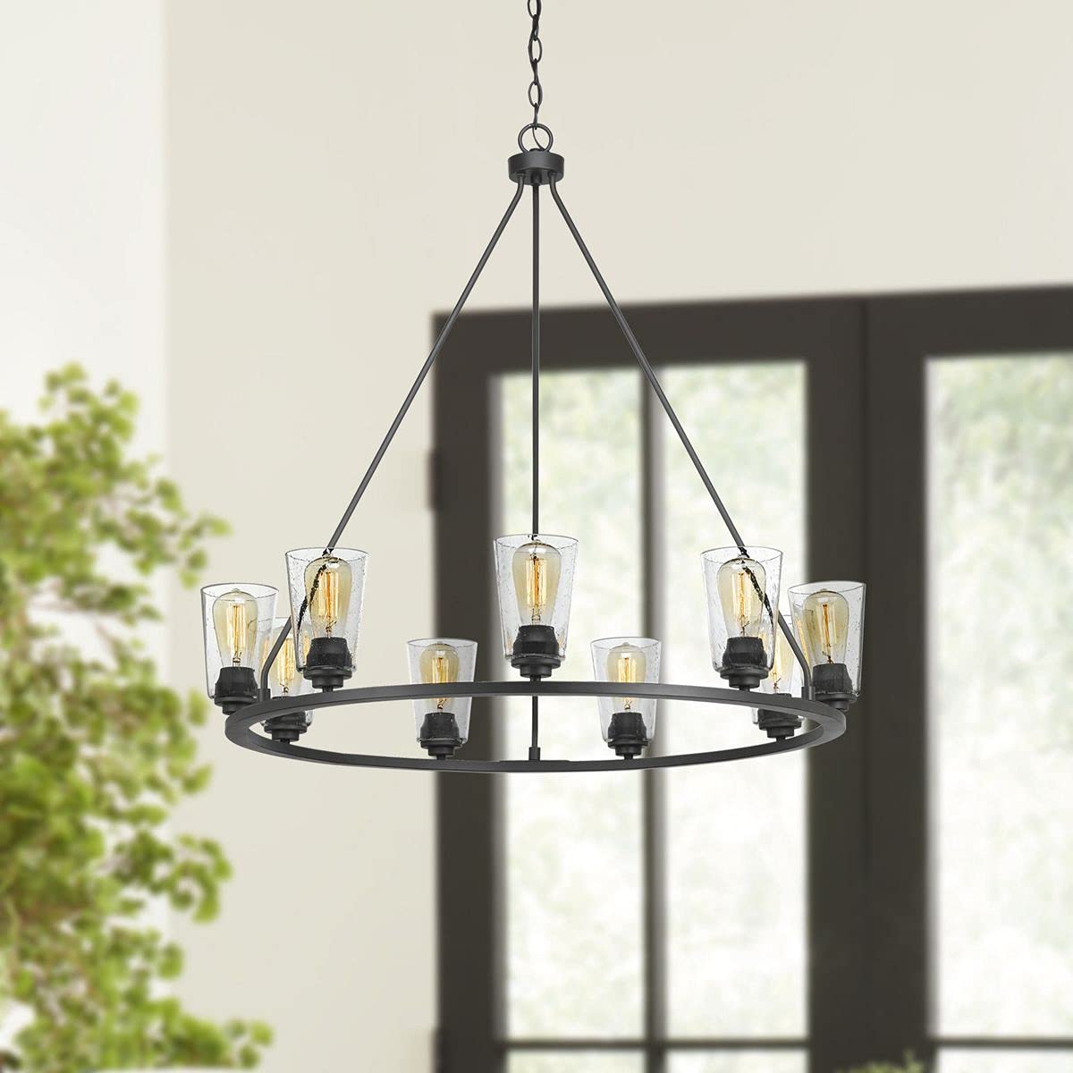 9-Light Farmhouse Chandelier in Graphite - Rustic Ceiling Lighting Fixture for Dining Room, Kitchen Island & Bedroom | Debut Collection