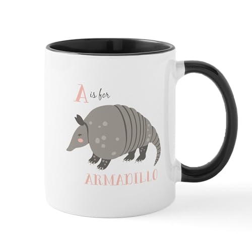 White/Black Inside - A Is For Armadillo Mugs