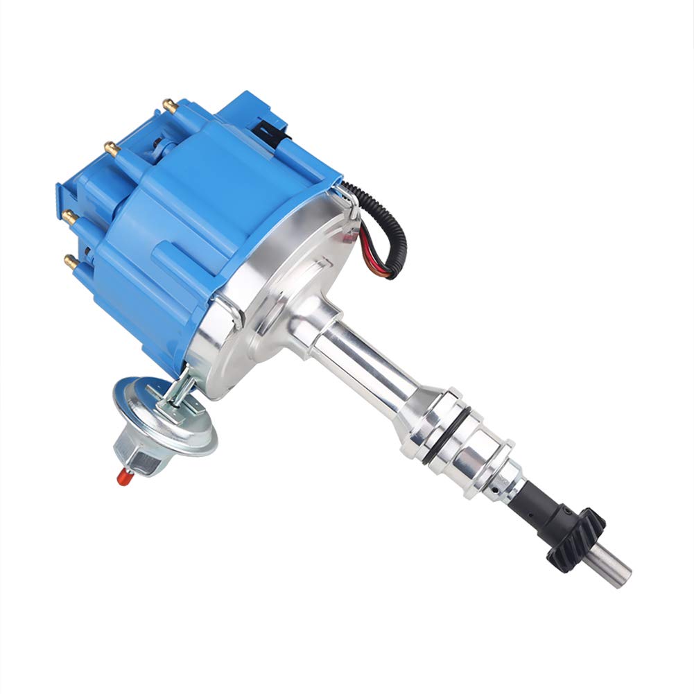 JDMON High Performance Ignition Distributor Compatible with Ford Big Block 351C 351M 400M 429 460 - 65k Coil, 7500RPM, Blue Cap (Replaces HEI 1046013 PE332U JM6506BL) - Ideal for Classic Car Restoration & High-Performance Engine Upgrades
