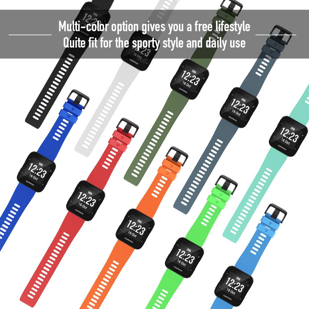 Soft Silicone Replacement Watch Band for Garmin Forerunner 35 - Durable Comfortable Strap Compatible with Forerunner 35 Smartwatch - Perfect for Running, Workouts & Daily Wear