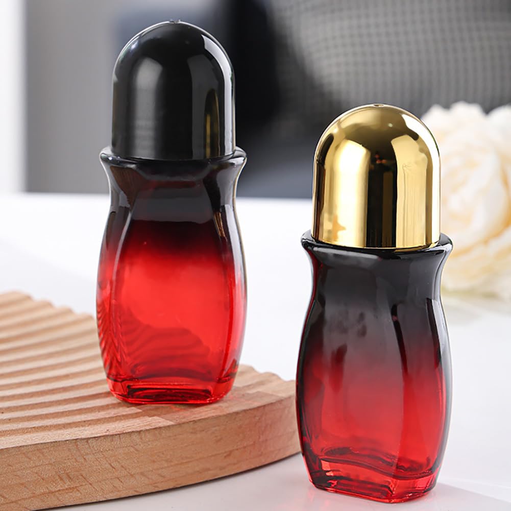 2-Pack 50ml Glass Roller Bottles with Roller Balls - Refillable Essential Oil Bottles for Perfume, Aromatherapy, DIY Skincare & Travel (Large Rollerball Bottles for Easy Application)